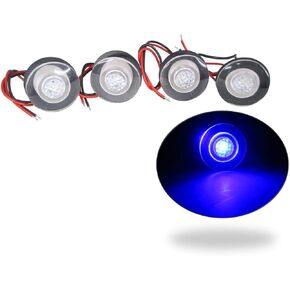Pactrade Marine 4 Pieces Boat LED Livewell Round Button Blue Courtesy Light OEM Waterproof