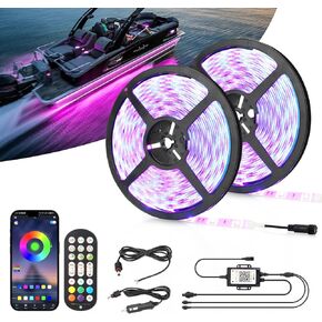 OPP ULITE Boat Led Light Strip RGB Color 50FT, APP & Remote Contrl Music Mode Marine Interior Lights, Night Fishing Lighting for Bass Boat, Kayak, Jon Boat, Deck, Waterproof IP67