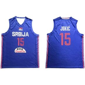 Niko Jokic 15 Serbia Blue Basketball Jersey Sewn