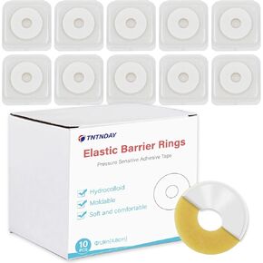 20 PCS Moldable Ostomy Barrier Rings, Elastic Skin Extender Rings, 2mm Thickness Medical Hydrocolloid Ostomy Bag Supplies, Better Seal No Leaking Skin Barrier Strips for Colostomy Bags
