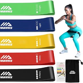 Exercise Bands Resistance Bands for Working Out, Set of 5 Stretch Bands, Elastic Bands for Exercise, Physical Therapy Bands, Arms & Legs Workout, Stretching, Home Fitness, for Women and Man