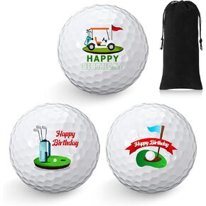 Threan 3 Pcs Happy Birthday Golf Ball Gift Set Funny Novelty Golfer Present for Men Dad Golfing Fan One Standard Size Unit