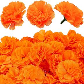 WILLBOND 140 Pcs Marigold Flower Head Mexican Artificial Marigold Flowers Halloween Flower Day of The Dead Decoration for Diwali Indian Decor DIY Wreath Garland Craft(2 Inch,Multi Color)