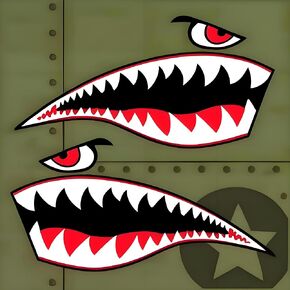 Shark Teeth Sticker， Waterproof PVC Flying Tiger Shark Mouth Decal for Kayak, Canoe, Fishing Boat DIY Accessories (Flying Tiger Shark)