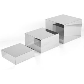 3pcs Buffet Risers, 6x7x8in Silver Acrylic Cupcake Stand Risers with Hollow Bottom Food Display Stands for Buffet Table Neat Elegant Party Buffet Risers for Candies Dessert Crafts