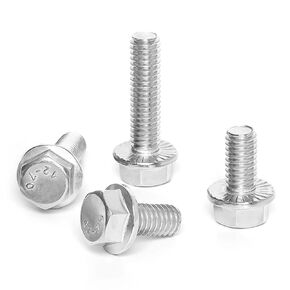 1/4-20 x 5/8" (25 PCS) Flanged Hex Head Bolts, Flange Washer Head Hexagon Screws, 18-8 Stainless Steel (304), Plain Finish, Full Thread