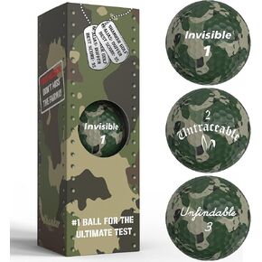Shanker Golf Balls - Camo Golf Balls - Camouflage Funny Golf Prank Gift - Joke Golf Balls with Funny Sayings (3 Pack Golf Balls, Novelty) - The #1 Challenge in Golf - Funny Golf Gift