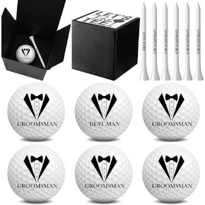 6 Sets Groomsman Golf Balls Baseballs Set Groomsman Proposal Gift for Men with Golf Balls Baseballs and Gift Box for Wedding Groomsman Best Men Golf DIY Gifts