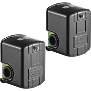 Water Well Pressure Control & Air-Pump Pressure Switch Adjustable Differential, 30-50 PSI Pressure Setting, 1/4" Female NPT Water Pump Pressure Control Switch Black 2Pack