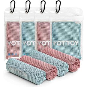 YOTTOY 4 Pack Cooling Towels (40"x12"), Ice Cooling Towels for Neck and Face, Soft Breathable Cooling Towel for Travel, Sport, Gym, Workout, Camping, Fitness