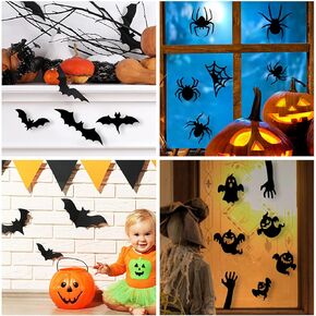Halloween White Ghost Window Clings Stickers Decoration Horror Ghost Design Halloween Window Cling Decal Double Sided Static Halloween Window Stickers for Halloween Party Supplies Glass Decor