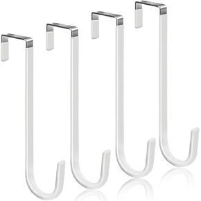 6 Pack Over The Door Hooks, Door Hangers Hooks, Soft Rubber Surface Prevents Scratches, White Door Hooks for Bathroom, Living Room, Kitchen Hanging Clothes, Towels, Shoe Bag, Hats