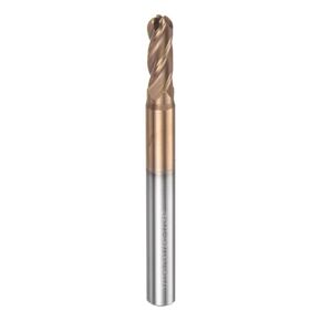 HARFINGTON Ball Nose End Mill 4 Flute 7/32" Diameter 1/4" Shank Tungsten Carbide Uncoated Spiral CNC Router Bits 5/8" Cutting Length Single End Ball Cutting Tool for Carving Engraving