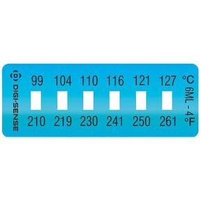 Digi-Sense Irreversible 6-Point Horizontal Temperature Label, 210-261F/99-127C; 10/Pk