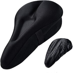Comfortable Bike Seat Cushion with an Extra Waterproof and Dustproof Cover - Gel Padded for Men & Women, Soft, Easy Install, Compatible for Indoor & Outdoor Bikes