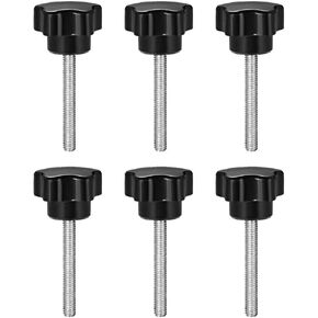 uxcell 6 Pcs Star Knobs Grips M6 x 60mm Male Thread Steel Zinc Stud Replacement PP