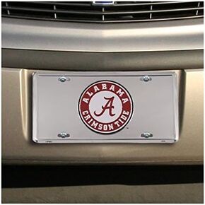 Alabama Crimson Tide Silver Super Stock Metal License Plate by Hangtime