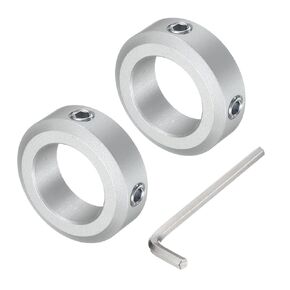 uxcell Set Screw Shaft Collar for 20mm Shaft, 2pcs Clamping Collars 32mm OD, 10mm Thickness, Aluminum Alloy Clamp-On Collar with M6 Set Screws and a Wrench
