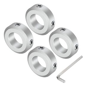 uxcell Set Screw Shaft Collar for 17mm Shaft, 4pcs Clamping Collars 32mm OD, 10mm Thickness, Aluminum Alloy Clamp-On Collar with M6 Set Screws and a Wrench