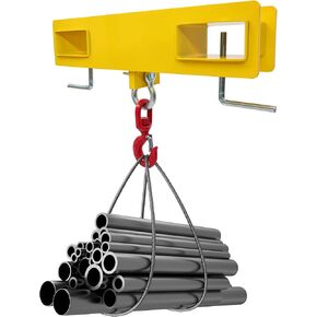 KUAFU Universal Forklift Lifting Hook 4800 LBS Capacity Forklift Lifting Attachment Hoist with Swivel Hook and 2 L-Screws (Yellow, Steel, Powder Coated)
