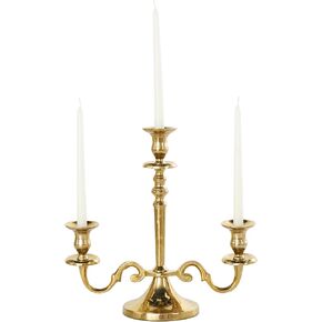 The Novogratz Aluminum Metal Scrolled Candelabra, 14" x 6" x 14", Gold