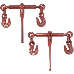 BOXER 2 Pack Heavy Duty Ratchet Chain Load Binder with Forged Grab Hooks, ¼" – 5/16" - Chain Binder Tie Down - 2,600lbs WLL