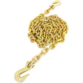 G80 Load Binder Chain,3/8"x10ft Tow Chain with G70 Hooks,5400lbs Safe Working Load, Heavy Duty Chain,Logging Chain for Transporting Towing, Tie Down Binding Equipment
