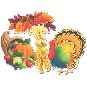 Beistle 4-Pack Decorative Packaged Thanksgiving Cutouts, 14-Inch