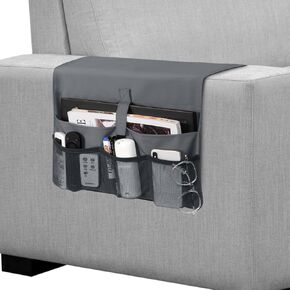 WOMACO Sofa Remote Control Holder for Laptop, Non-Slip Armchair Recliner Caddy, Couch Arms TV Remote Organizer for Tablet, Phone, iPad (Black, 16" x 35")