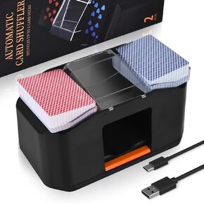 Nileole 2 Decks Card Shuffler, Automatic 2000 MAh Alkaline Battery Shuffler, Playing Cards, Texas Hold'em, Poker, Home Card Games, Blackjack (Black)
