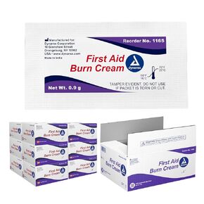 Dynarex First Aid Burn Cream - Burn Ointment For Minor Cuts, Wounds, Burns, Water-Based Formula with Benzalkonium Chloride, 0.9g Packets, 12 Boxes of 144, 1728 Packets Total