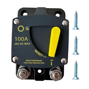 100 Amp DC Circuit Breaker with Manual Reset 12V-48V Waterproof Surface Mount for Solor Battery System Car Audio RV Marine Boat Truck Trolling Motors, 30-300A Car Speaker Resettable Fuse