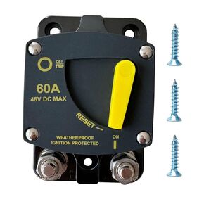 60 Amp DC Circuit Breaker with Manual Reset 12V-48V Waterproof Surface Mount for Solor Battery System Car Audio RV Marine Boat Truck Trolling Motors, 30-300A Car Speaker Resettable Fuse