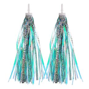 Bicycle Tassel Ribbon, Kids Bike Handlebar Streamers, Children Scooter Handlebar Colorful Tassel Ribbon, Bicycle Grips Baby Carrier Accessories Easy Attach to Bike's Handlebars for Girls Boys, Blue