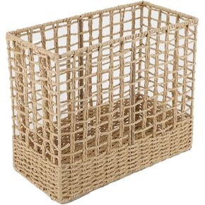 YRMT Magazine Holder Paper Rope Woven Storage Basket for Magazines, Newspapers, Books Decorative Folder Organizer Bin for Home Office