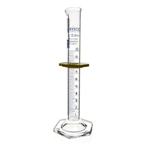 Eisco Labs - Graduated Cylinder, 10mL - ASTM, Class A - Tolerance ±0.10mL - Protective Collar, Hexagonal Base - Blue Graduations - with Individual Work Certificate - Borosilicate 3.3 Glass