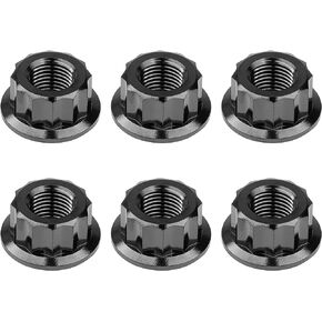Titanium M5 M6 M10 M12 12-Point Flange Nut for Motorcycle Car Modification Pack of 6 (M5, Burn Blue)
