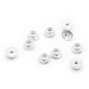 10pcs M3 Locking Flange Hex Nuts w/Nylon Insert Anodized Aluminum (Green)
