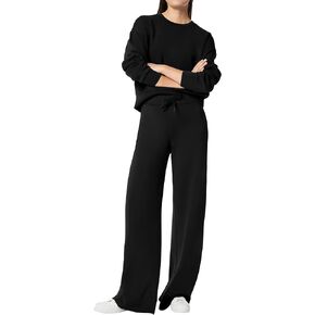 SuperPrity Womens 2 Piece Outfits Sweatsuit Set Sweatshirt Wide Leg Sweatpants Tracksuit Matching Sweat Lounge Set 2024 Fall