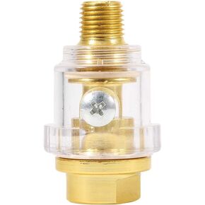 1/4in NPT Mini in Line Oiler Lubricator Gold Copper Pneumatic Tool Accessory Pneumatic Lubrication System for Auto