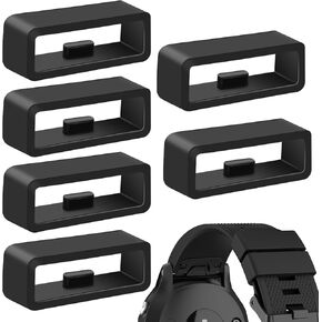 6 Pack Fastener Rings for Garmin Forerunner 965 955 945 935 265 255/Garmin Venu 3 Venu 2/Vivoactive 4/Instinct/Instinct 2/Fenix 7 6 5 Band Keeper, Silicone Replacement Watch Band Loop/Holder/Retainer