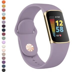 Vanjua Band Compatible with Fitbit Charge 6 Bands Women Men, Soft Silicone Adjustable Waterproof Sport Replacement Wristbands Strap for Fitbit Charge 6 / Charge 5 Fitness Tracker Accessories