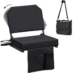 Dragosum Stadium Seats with Back Support Swivel, Bleacher Chairs with Shoulder Strap & Cup Holder, Upholstered Portable Folding Bleacher Seats
