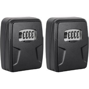 Key Lock Box Wall Mounted, 5 Keys Capacity, Key Safe Security Storage Lock Box for Indoor, Outdoor, Garage, Garden, Store (2 Pack, Gray)
