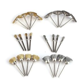 24 Pcs Brass Steel Wire Brush, Polishing Wheels Full Kit for Grinder Drill Rotary Tools
