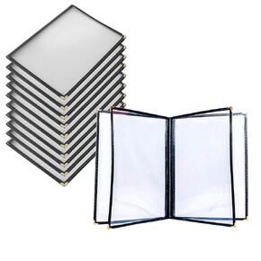 Restaurant Menu Covers 10PCS - Menu Covers 8.5 x 11 Inch Fit A4 Size Size Paper- 4-Page 8-View Transparent Menu Holders with Clear Protective Film