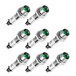 uxcell Indicator Light DC 24V, Green, Metal Shell Panel Mount 5/16" 8mm 8Pcs