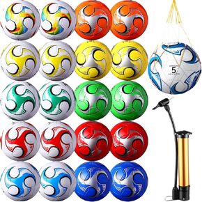 20 Pieces Classic Soccer Ball Bulk with Pump and Net Bag Sport Soccer Ball Size 4 Size 5 Durable Outdoor Soccer Ball Gifts for Kids Youth Teens Adults Soccer Players Training Practice