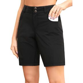 Holipick Women's 10" Hiking Cargo Shorts Athletic Golf Long Shorts with Pockets Summer Quick Dry Outdoor