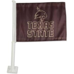 Rico Industries NCAA Texas State Bobcats Standard Double Sided Double Sided Car Flag - 16" x 19" - Strong Pole that Hooks Onto Car/Truck/Automobile